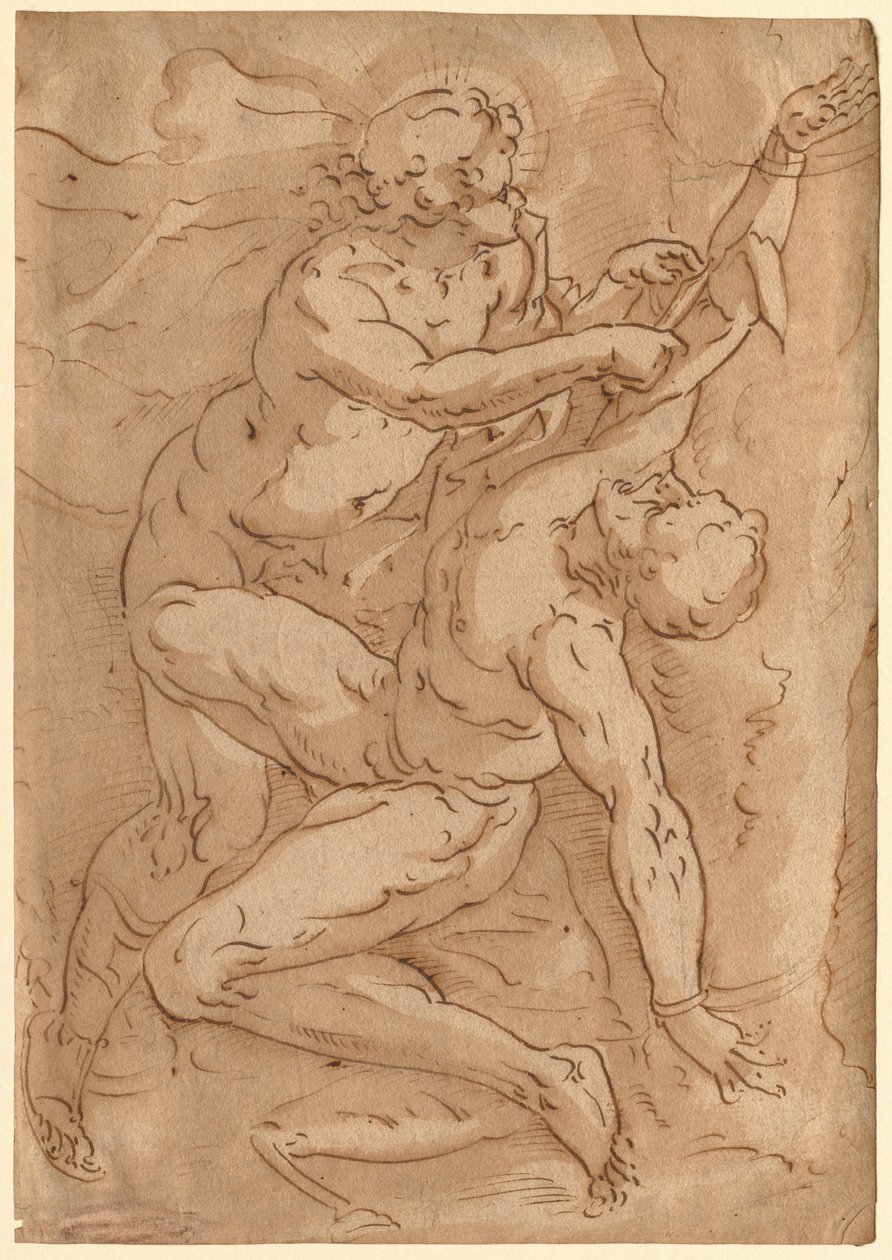 Apollo Flaying Marsyas recto رسمان تخطيطيان لأم وطفل في القرن السادس عشر. بواسطة غير معروف