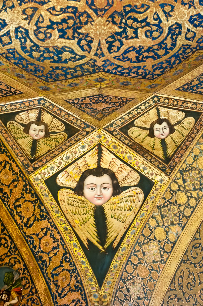 الكنيسة الرسولية الأرمنية ؛ طلاء السقف وجه بأجنحة الكروبيم والسيرافيم. كاتدرائية فانك جلفا أو جلفا الجديدة ؛ أصفهان. إيران ؛ آسيا بواسطة غير معروف