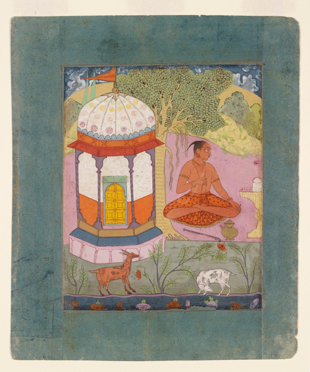 زاهد في منظر طبيعي ، يوضح الوضع الموسيقي Bangali Ragini ، c1675 بواسطة غير معروف