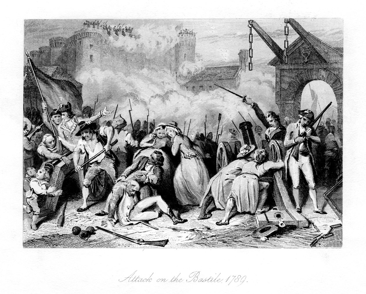 الهجوم على الباستيل ، 1789 ، 1845 بواسطة غير معروف