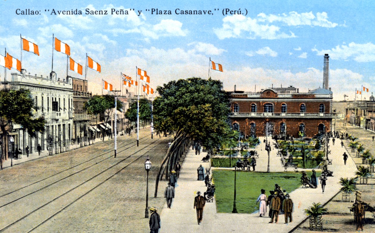 Avenida Saenz Pena and Plaza Casanave، Callao، Peru، c1900s بواسطة غير معروف
