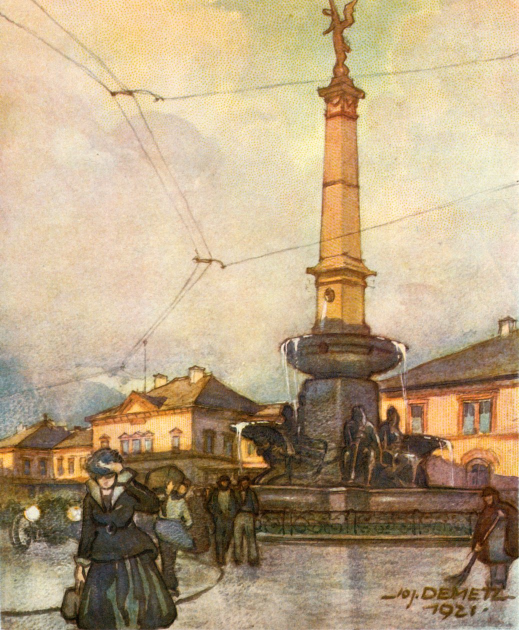 Bahnhof Mit Vereinigungsbrunnen ، محطة سكة حديد مع نافورة التوحيد ، c1929. بواسطة غير معروف