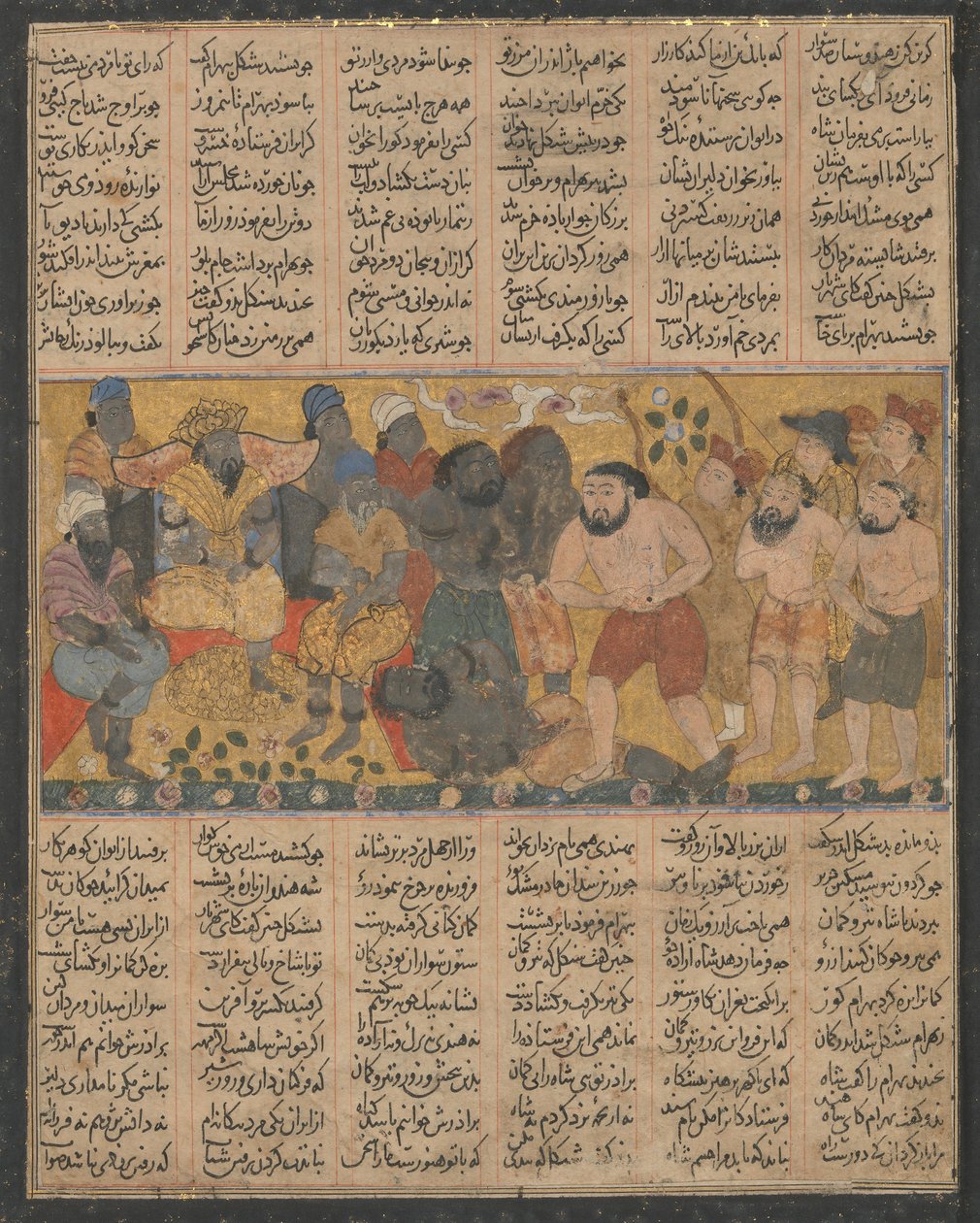بهرام غور يستعرض براعته في المصارعة في محكمة شانغول ... ، كاليفورنيا. 1300 - 30. بواسطة غير معروف
