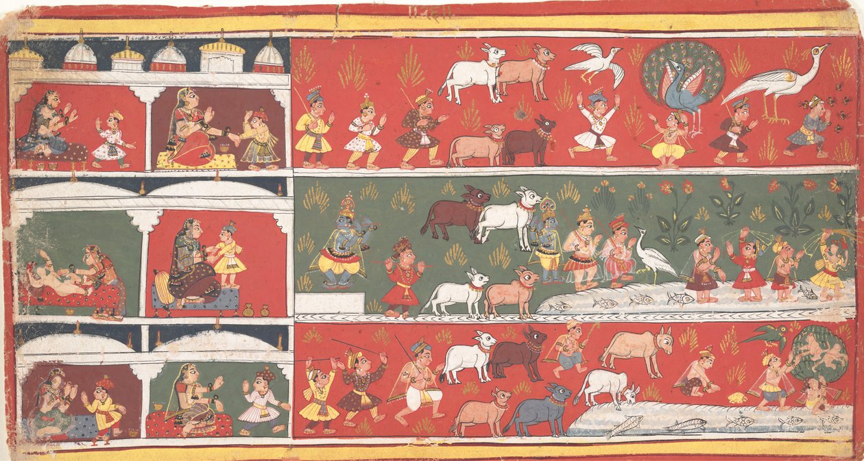 Bakasura ، شيطان الرافعة ، يصل إلى Brindavan ... a Bhagavata Purana المتناثرة ... ، كاليفورنيا. 1700. بواسطة غير معروف