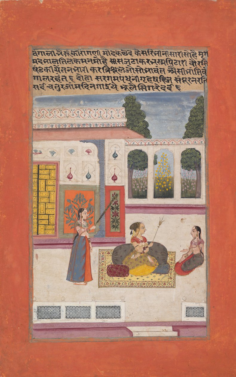 Bangali Ragini: Folio from ragamala series Garland of Musical Modes، 1709. بواسطة غير معروف