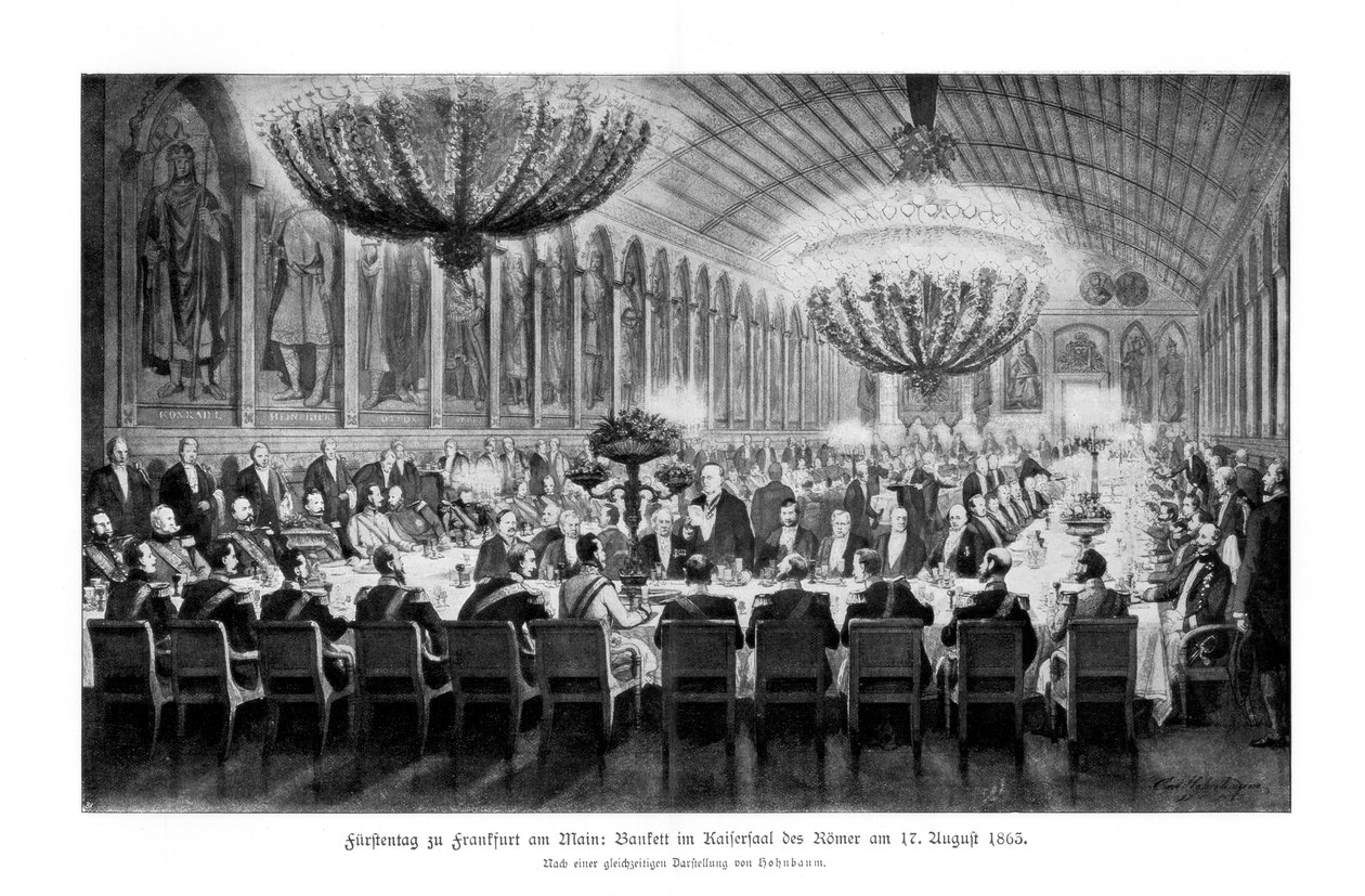 مأدبة في قاعة الأباطرة ، رومر ، فرانكفورت ، 17 أغسطس 1863 ، 1900 بواسطة غير معروف