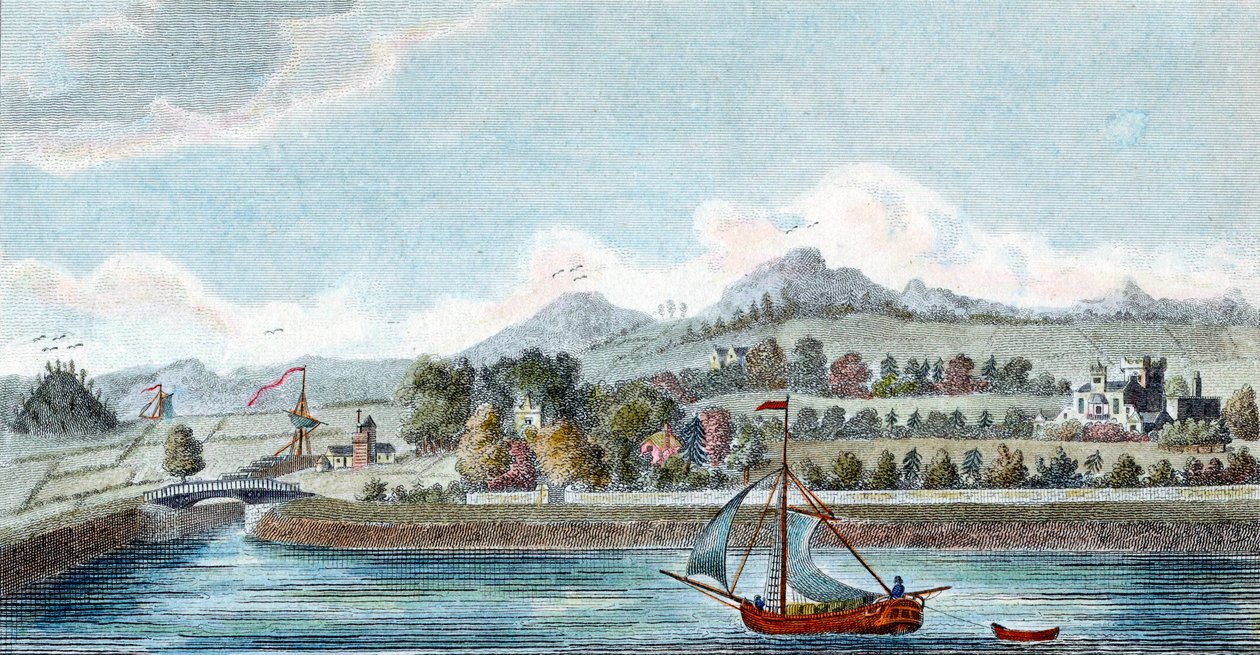 حوض قناة كاليدونيان للسفن في Muirtown بالقرب من Inverness ، اسكتلندا ، 1822 بواسطة غير معروف