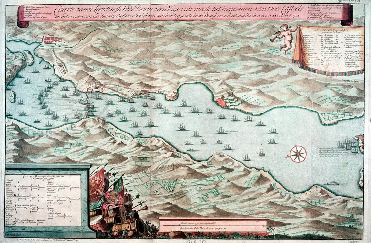 معركة فيغو باي ، إسبانيا ، 12 أكتوبر 1702 بواسطة غير معروف