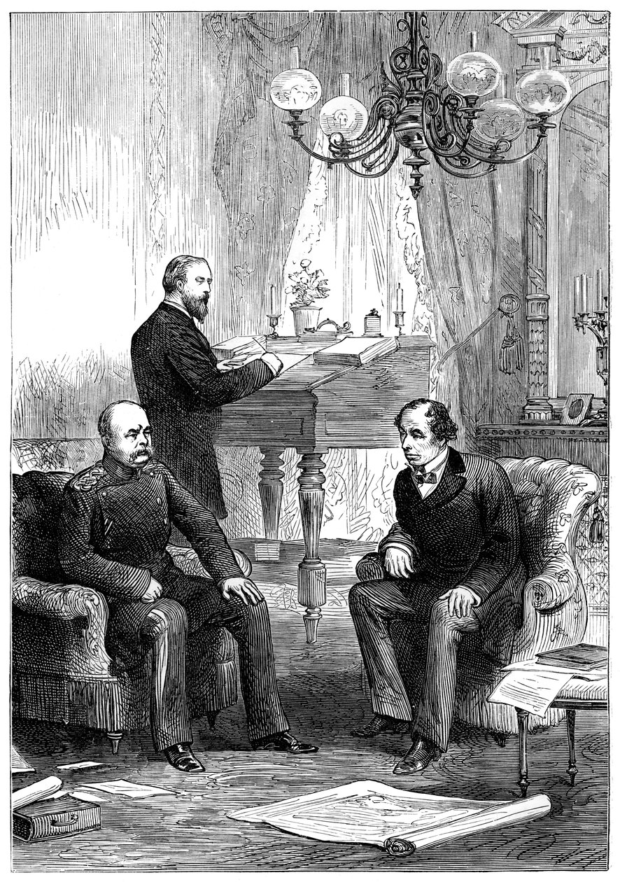 لقاء بنيامين دزرائيلي 1804-1881 مع أوتو فون بسمارك 1815-1898 ، برلين ، 1878 بواسطة غير معروف