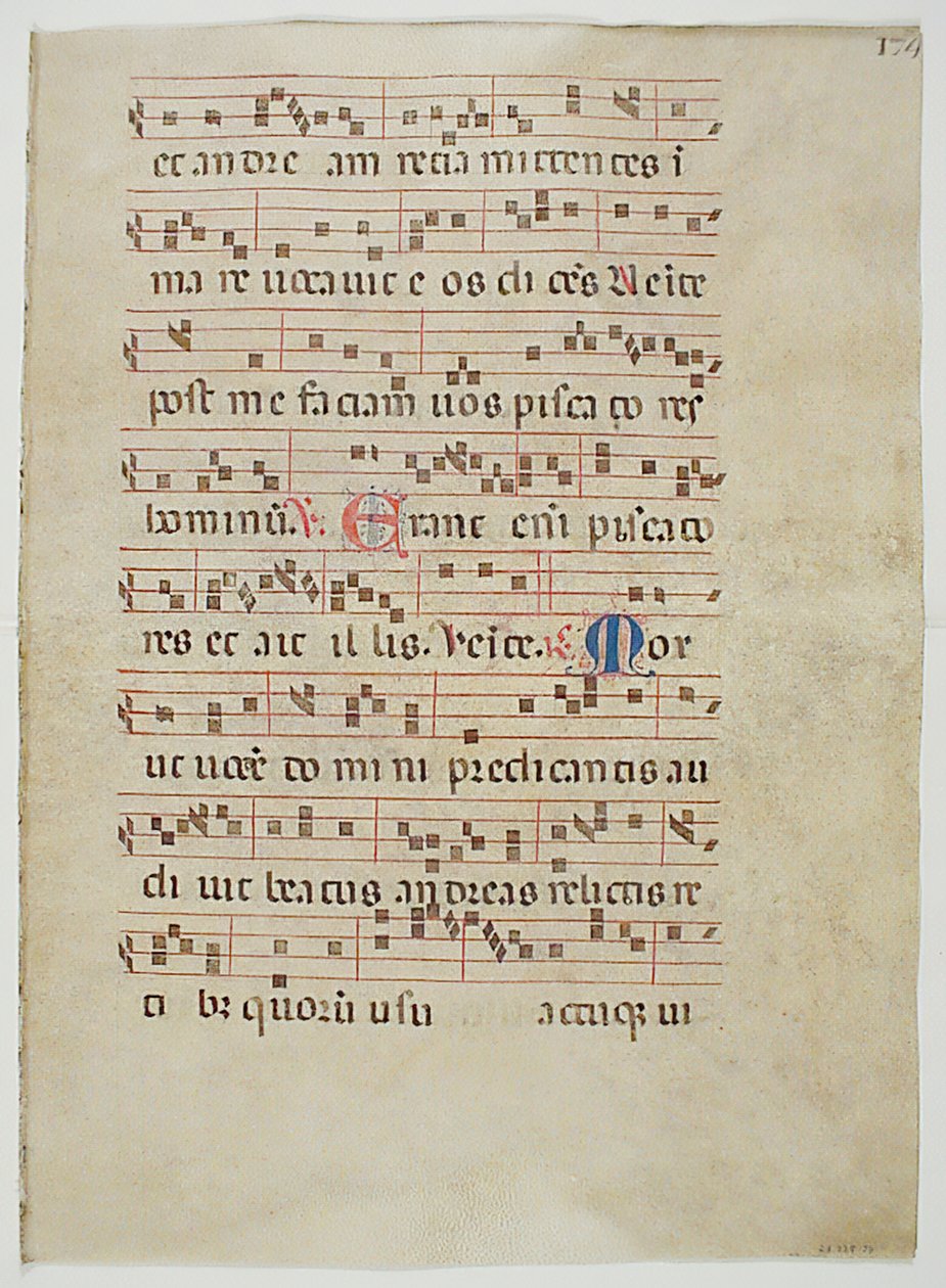 Bifolium من Antiphonary ، إيطالي ، القرن الرابع عشر. بواسطة غير معروف