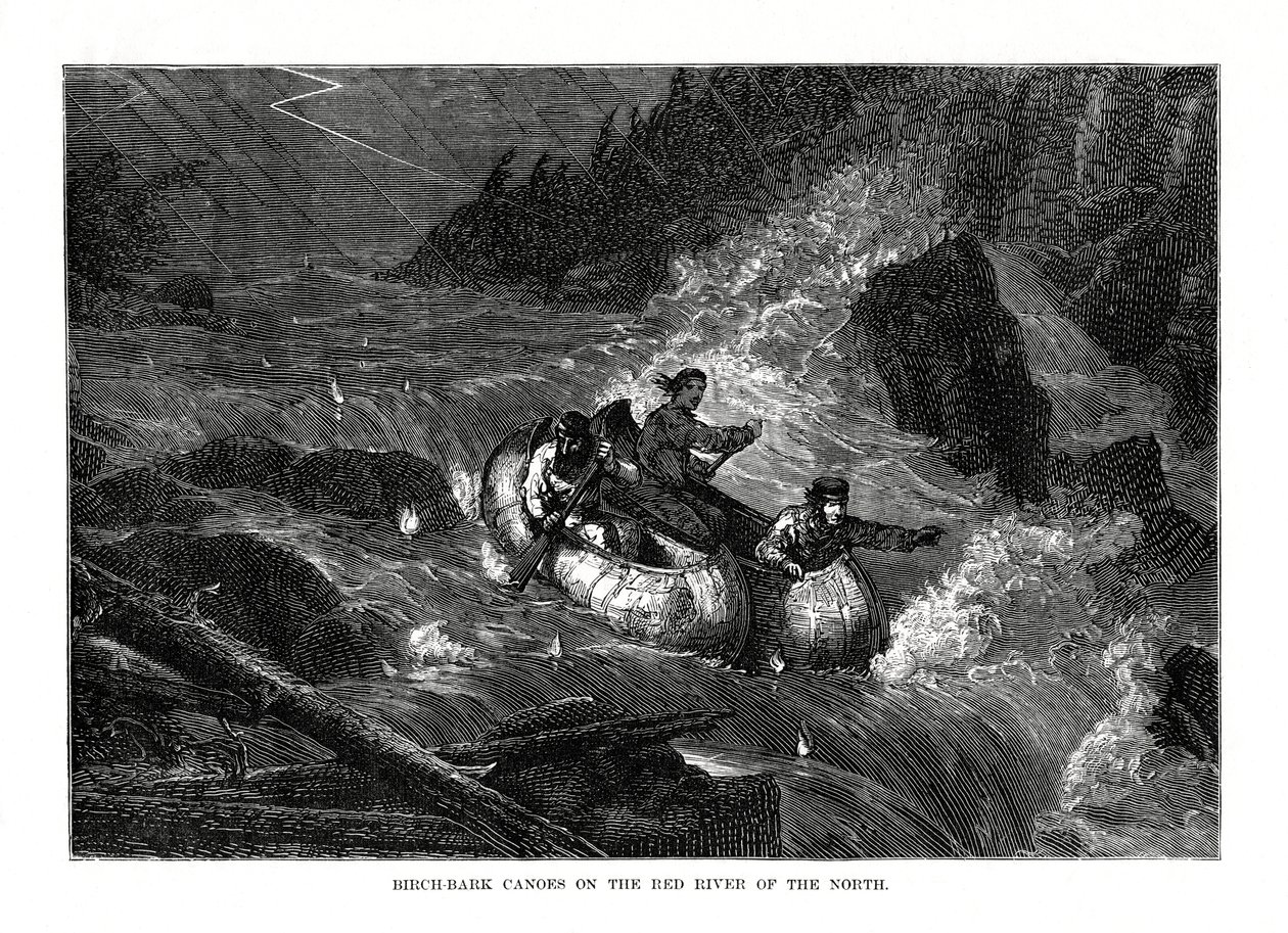 زوارق لحاء البتولا على نهر الشمال الأحمر ، الولايات المتحدة ، 1877 بواسطة غير معروف
