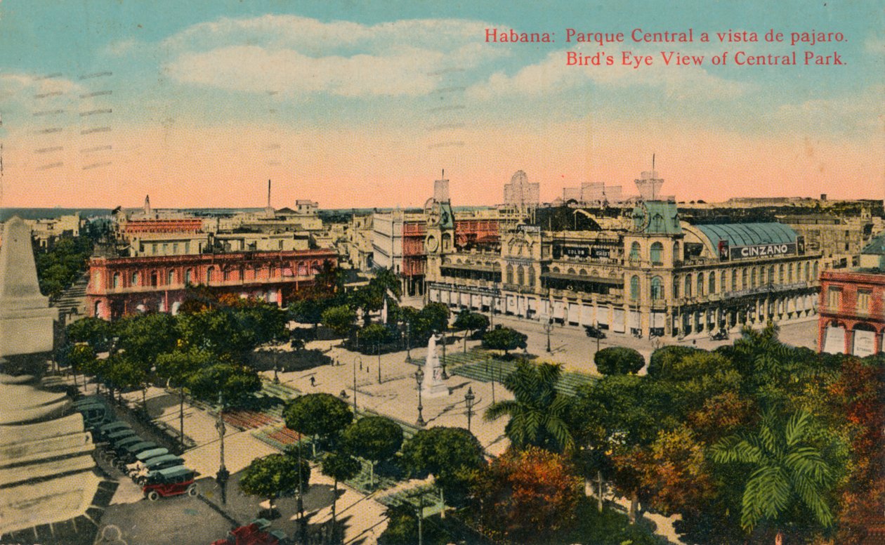 منظر عين الطيور من حديقة سنترال بارك ، هافانا ، كوبا ، c1919 بواسطة غير معروف