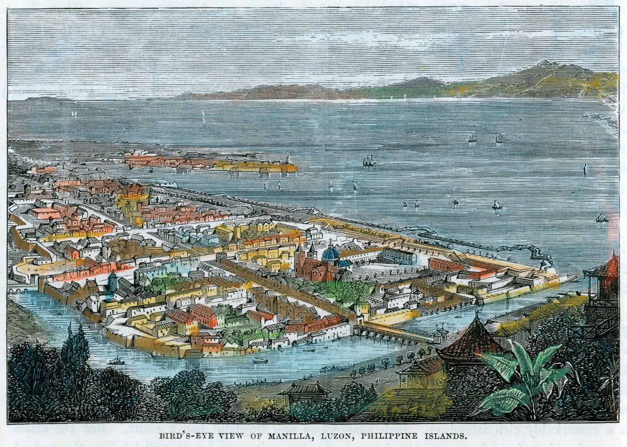 منظر عين الطيور لمانيلا ، لوزون ، جزر الفلبين ، c1880 بواسطة غير معروف