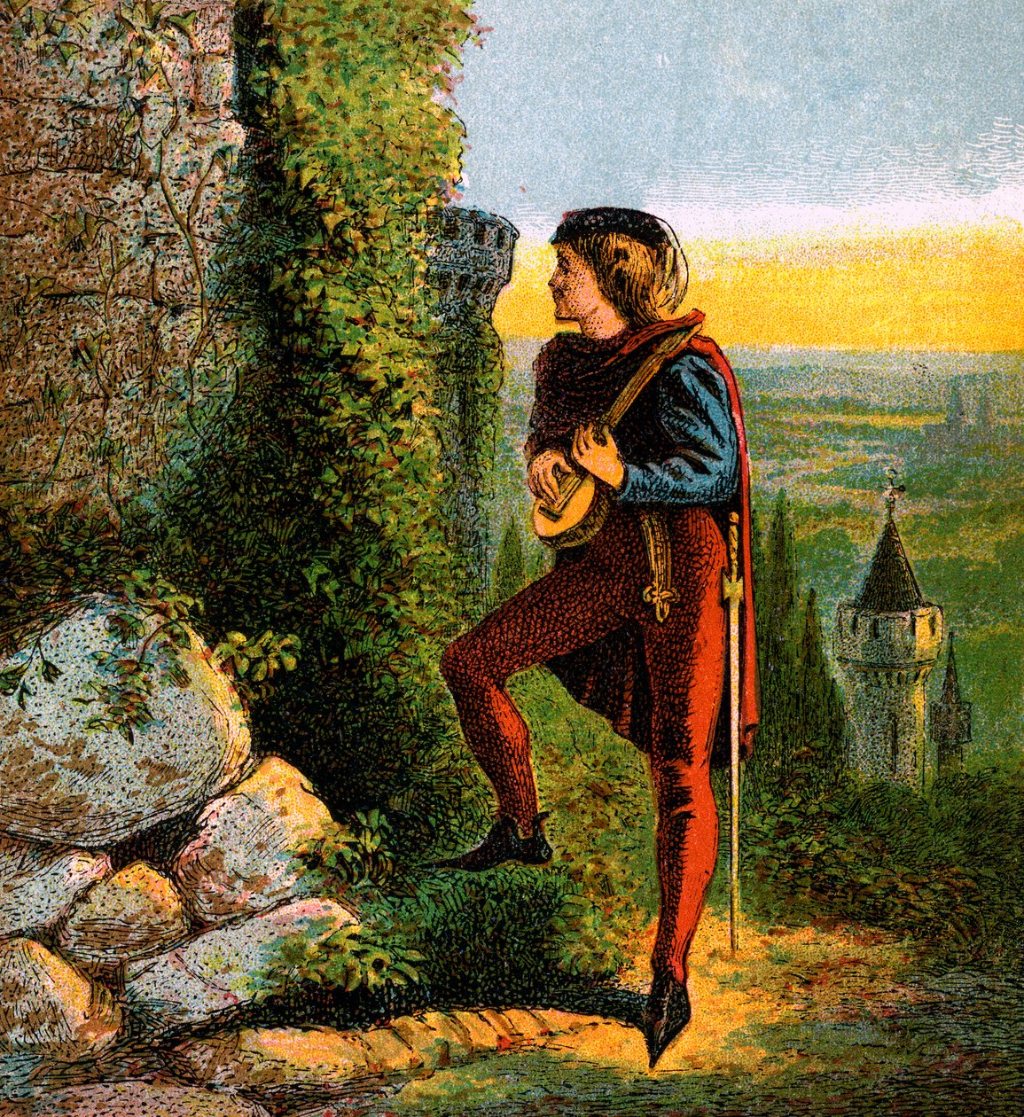 Blondel في سجن ريتشاردز ، القرن الثاني عشر ، c1850 بواسطة غير معروف