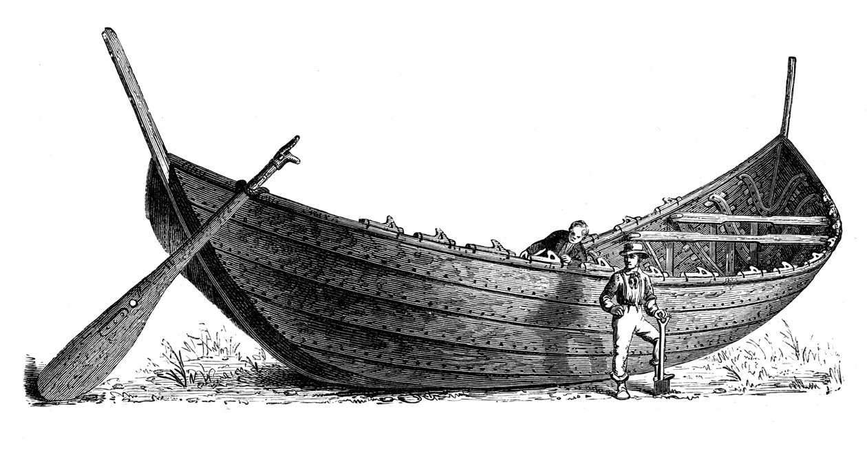 قارب لأربعة عشر زوجًا من المجاديف ، تم العثور عليها في Nydam ، Jutland ، 1892 بواسطة غير معروف