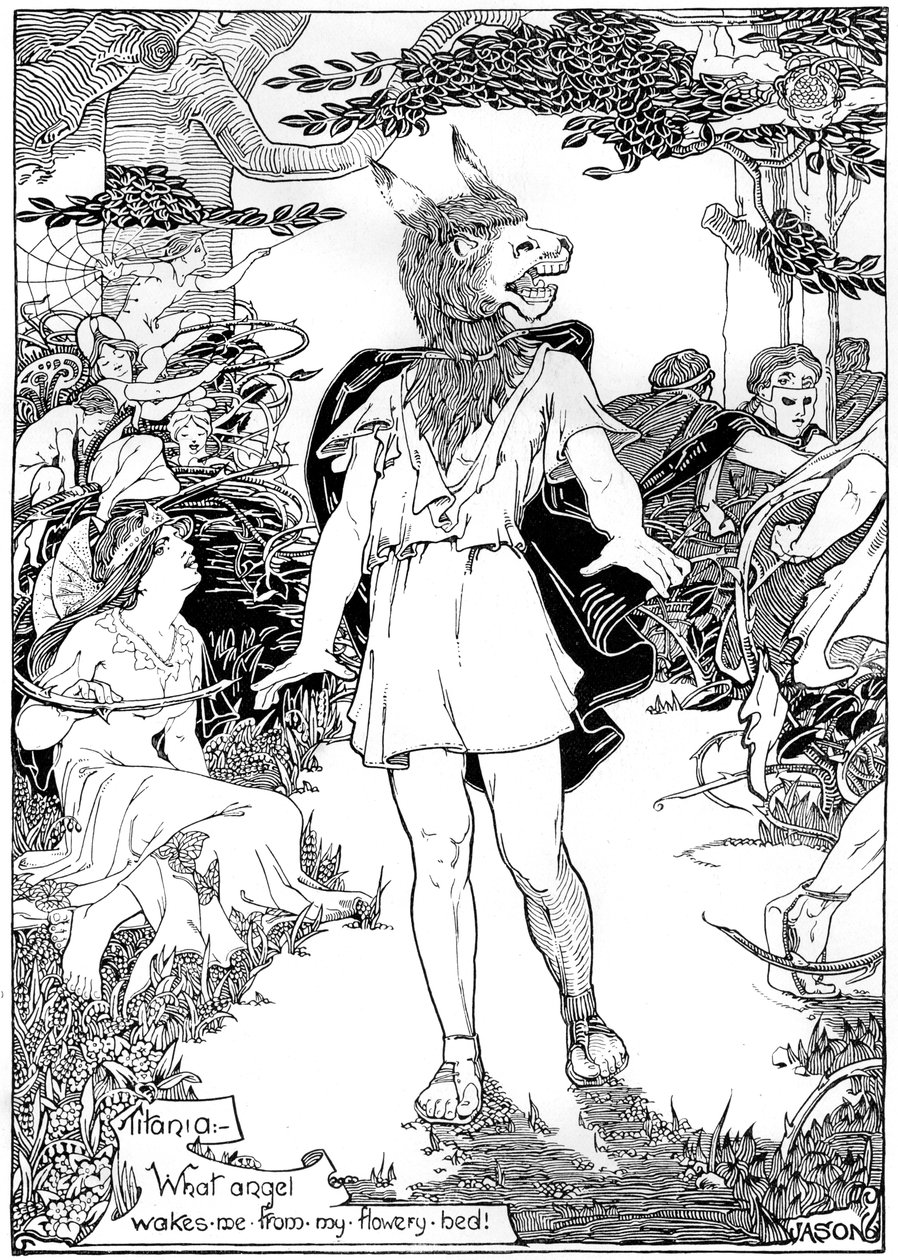 الجزء السفلي في المشهد من William Shakespeares Midsummer Nights Dream ، 1898 بواسطة غير معروف