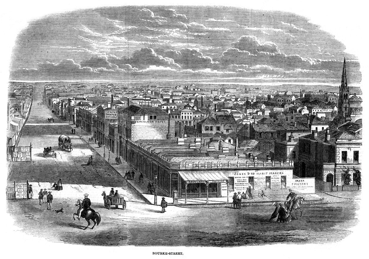شارع بورك ، ملبورن ، أستراليا ، 1863 بواسطة غير معروف