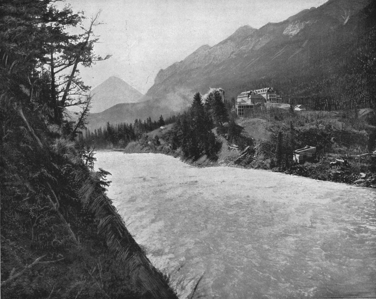 Bow River Rapids ، بانف ، الأقاليم الشمالية الغربية ، كندا ، c1900. بواسطة غير معروف