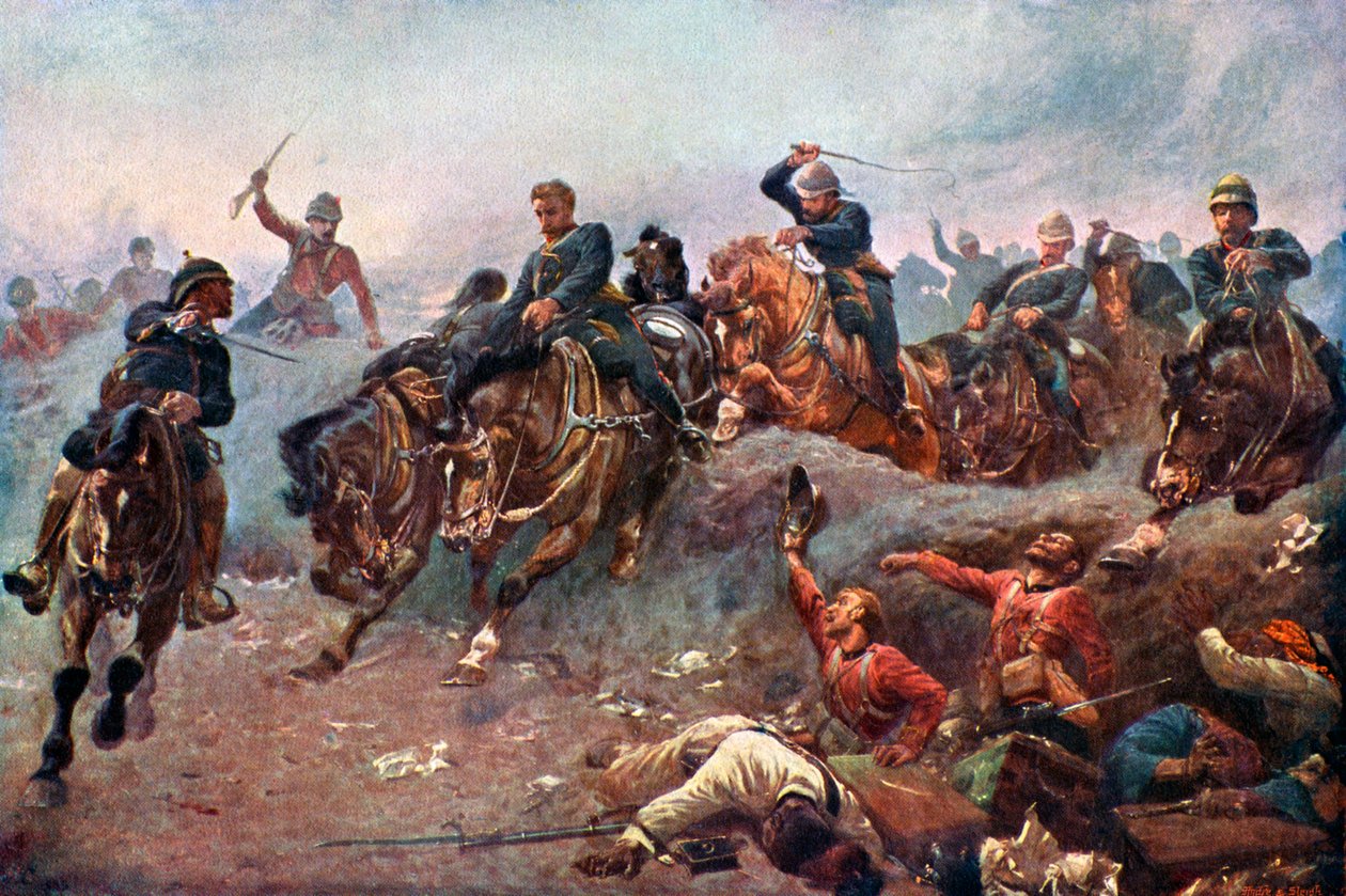 المدفعية البريطانية تدخل خطوط العدو في تل الكبير 1882 م 1920 بواسطة غير معروف