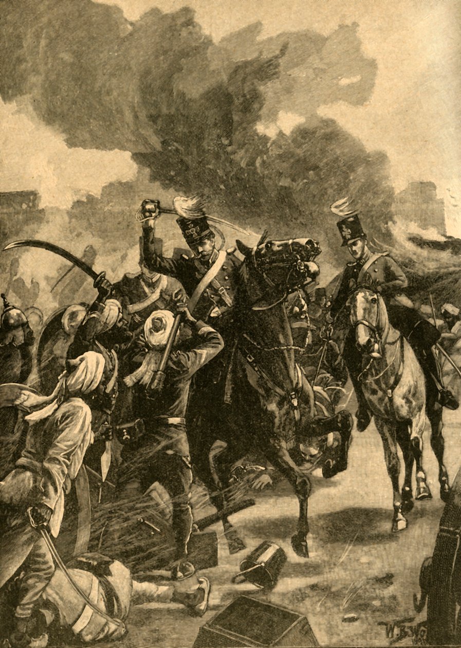 الجنرال البريطاني جوزيف ثاكويل في معركة سوبراون ، البنجاب ، الهند ، 1846 c1890. بواسطة غير معروف