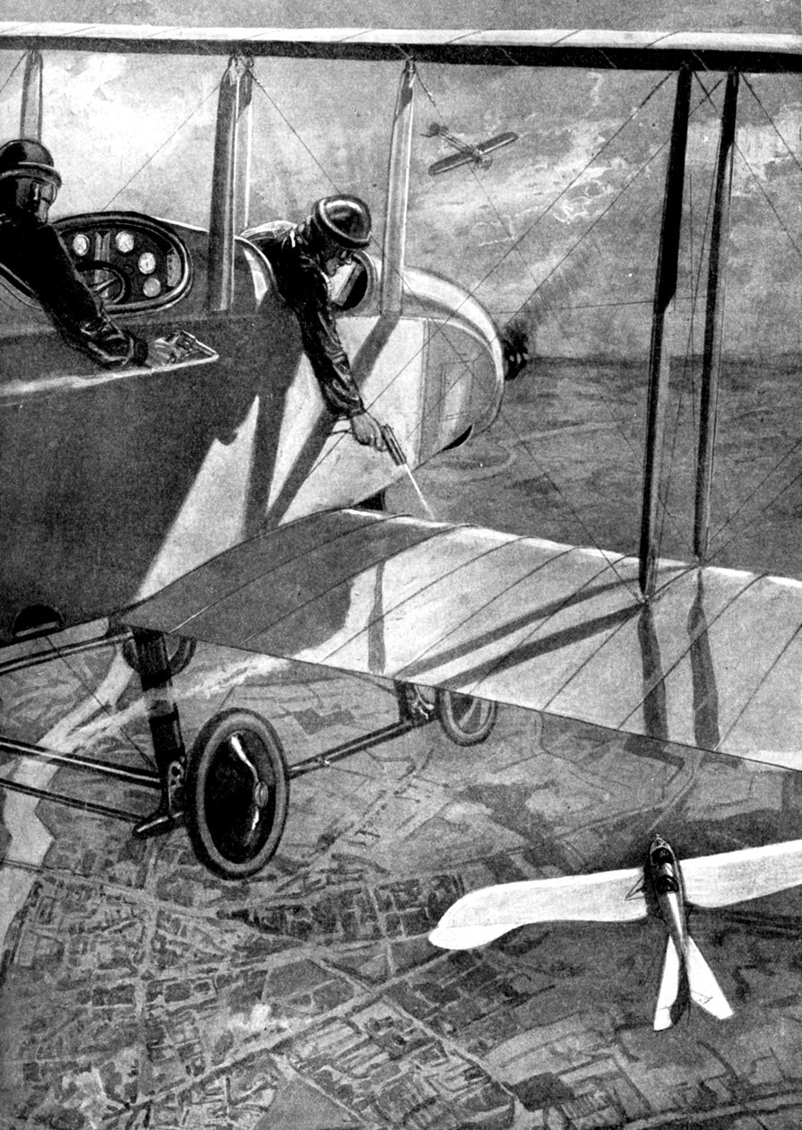 الطائرة البريطانية ذات السطحين مقابل توب الألماني ، الحرب العالمية الأولى ، 1914 بواسطة غير معروف