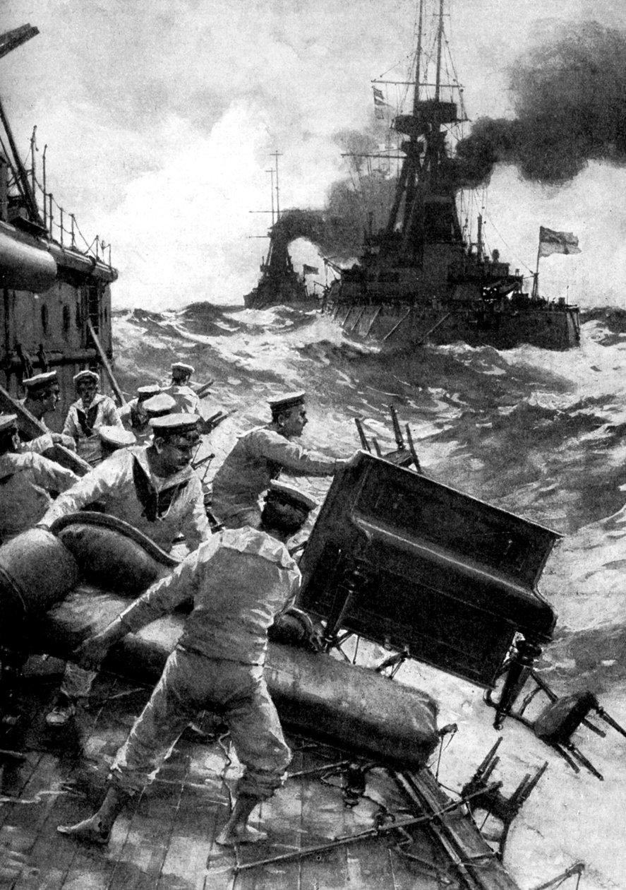 البحارة البريطانيون يرمون الكماليات البحرية ، بحر الشمال ، الحرب العالمية الأولى ، 1914 بواسطة غير معروف