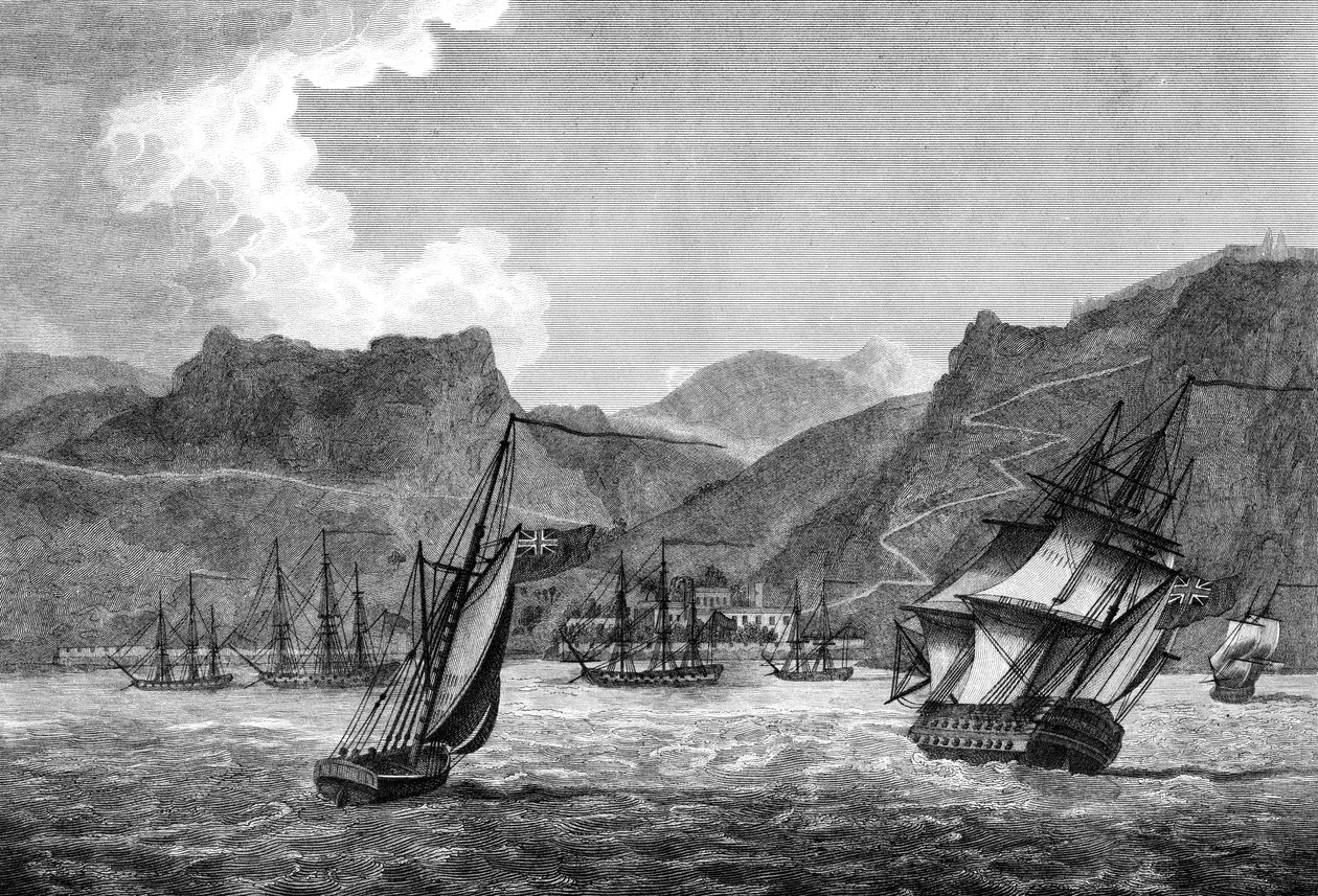 الشحن البريطاني قبالة سانت هيلانة ، 1817 بواسطة غير معروف