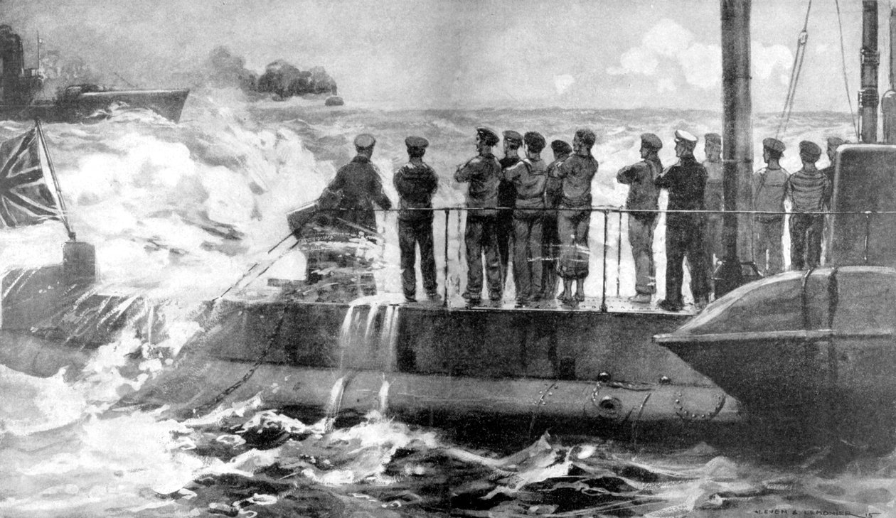 غواصة بريطانية E-13 في بحر البلطيق لمساعدة الروس ، الحرب العالمية الأولى ، 1915 بواسطة غير معروف