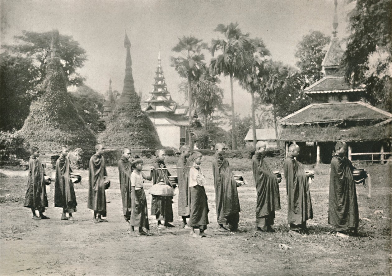 صدقات جمع Phoongyies البورمية ، 1900. بواسطة غير معروف