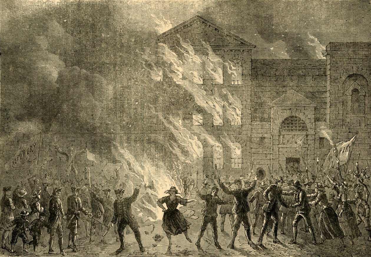 حرق نيوجيت ، 1780 ، c1872. بواسطة غير معروف