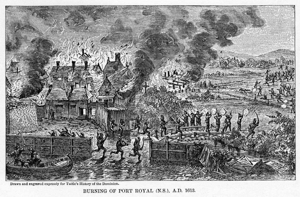 حرق بورت رويال نوفا سكوتيا ، 1613 ، 1877 بواسطة غير معروف