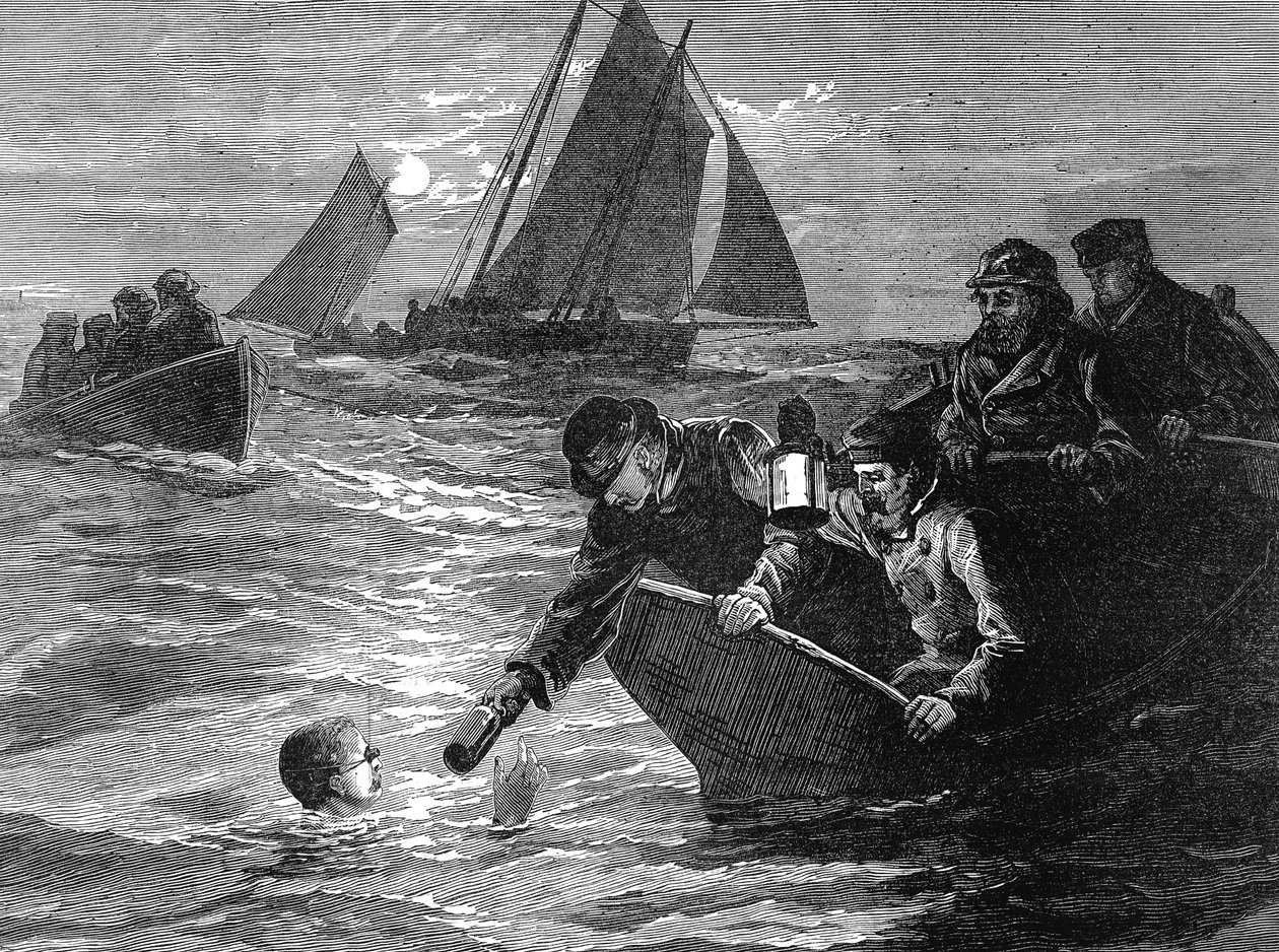 الكابتن ماثيو ويب ، أول رجل يسبح في القناة الإنجليزية ، 1875 بواسطة غير معروف