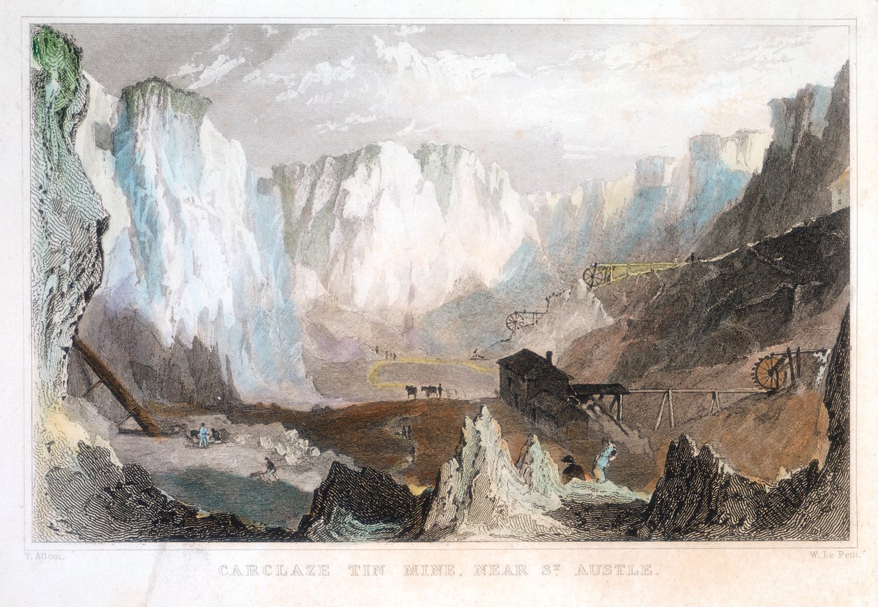 منجم القصدير Carglaze ، بالقرب من St Austell ، Cornwall ، إنجلترا ، c1825 ، 1837 بواسطة غير معروف