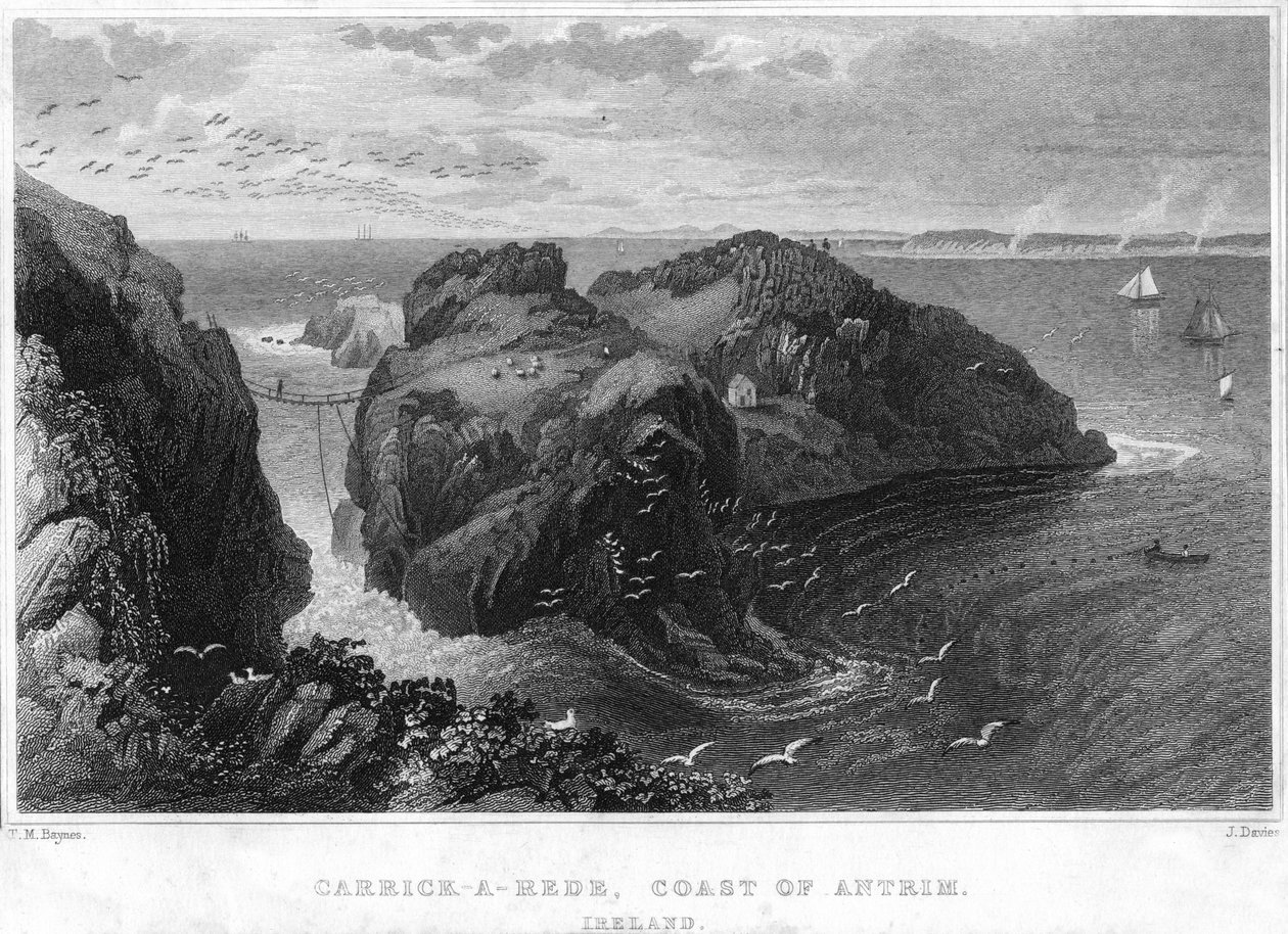 Carrick-A-Rede ، ساحل أنتريم ، أيرلندا ، القرن التاسع عشر بواسطة غير معروف