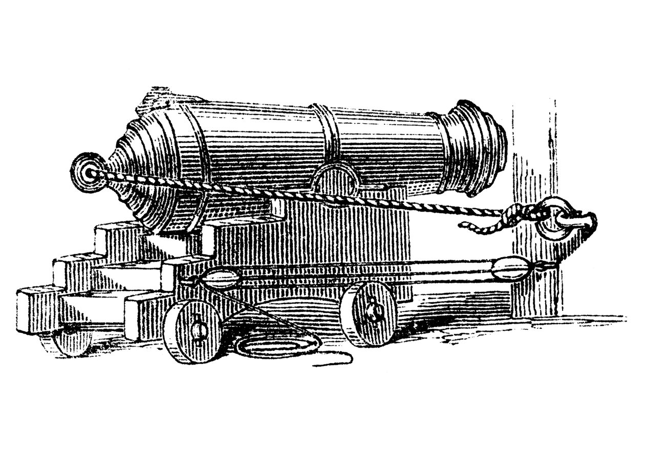 Carronade ، قطعة قصيرة من الذخائر البحرية مع غرفة عيار كبير ، مثل هاون ، c1884 بواسطة غير معروف