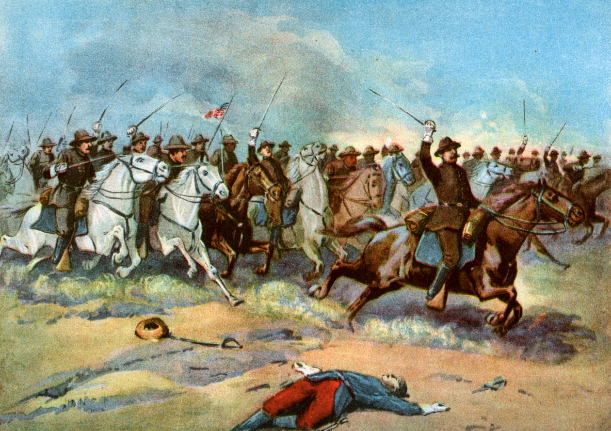 تهمة الفرسان من قبل النظامي الأمريكي ، الحرب الإسبانية الأمريكية ، 1898 بواسطة غير معروف