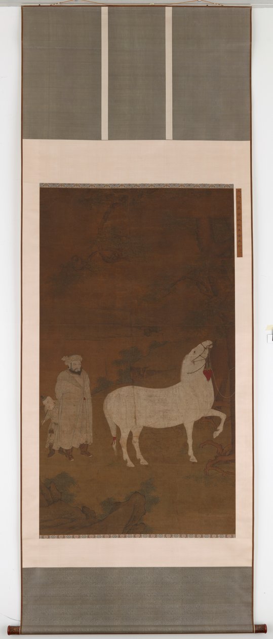 عريس من آسيا الوسطى يرعى حصاناً ، القرن الرابع عشر. بواسطة غير معروف