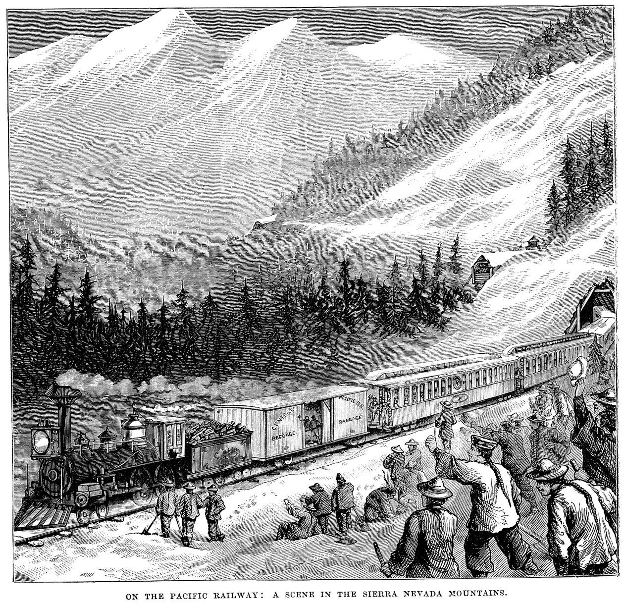 Railraod وسط المحيط الهادئ في جبال سييرا نيفادا ، c1875 بواسطة غير معروف