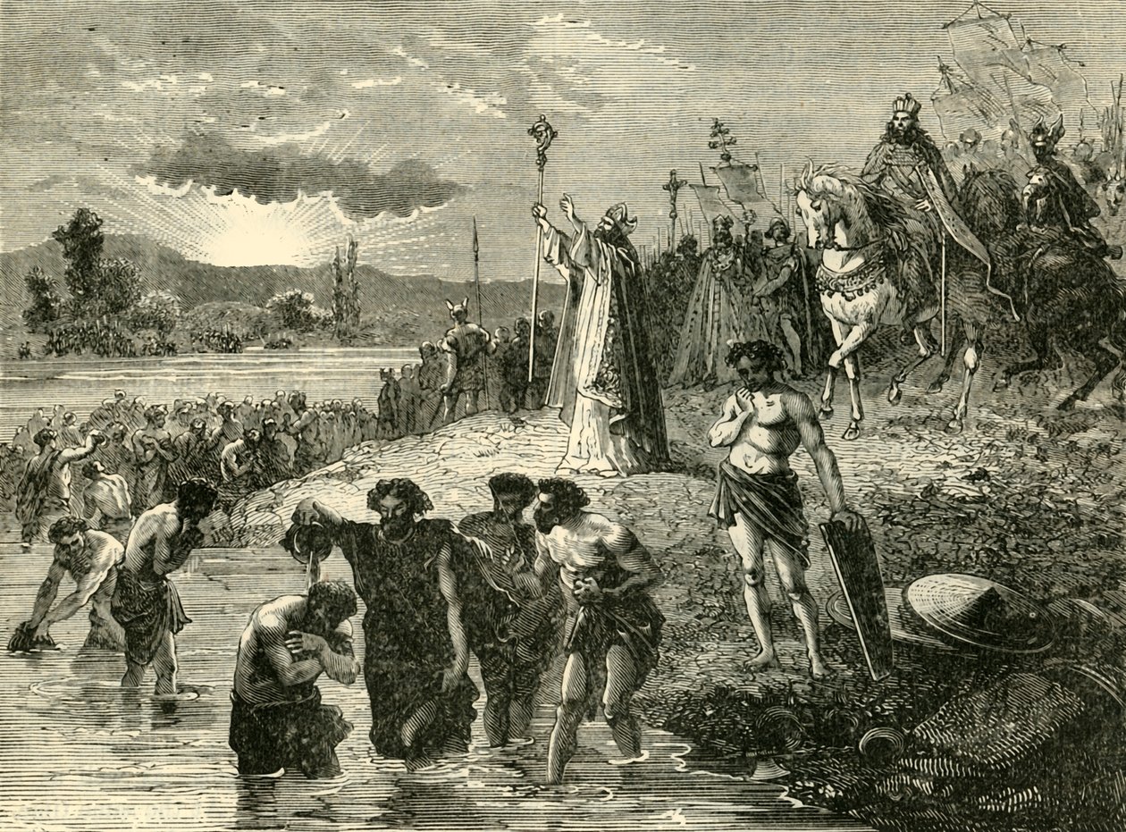 شارلمان تسبب في تعميد الساكسون في Weser ، 782 م. 1890. بواسطة غير معروف