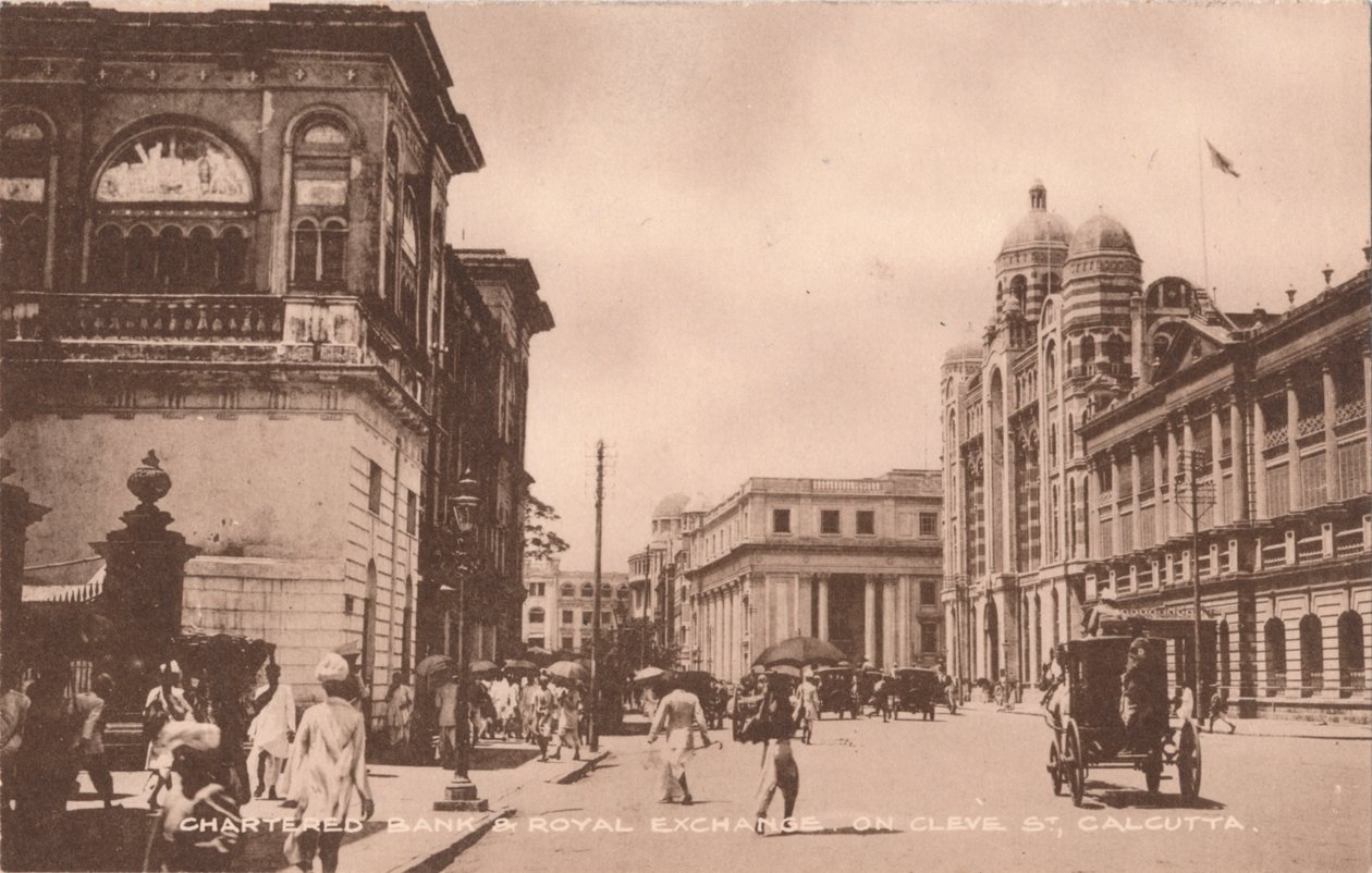 البنك المعتمد والتبادل الملكي في شارع كليف ، كلكتا ، c1900 بواسطة غير معروف
