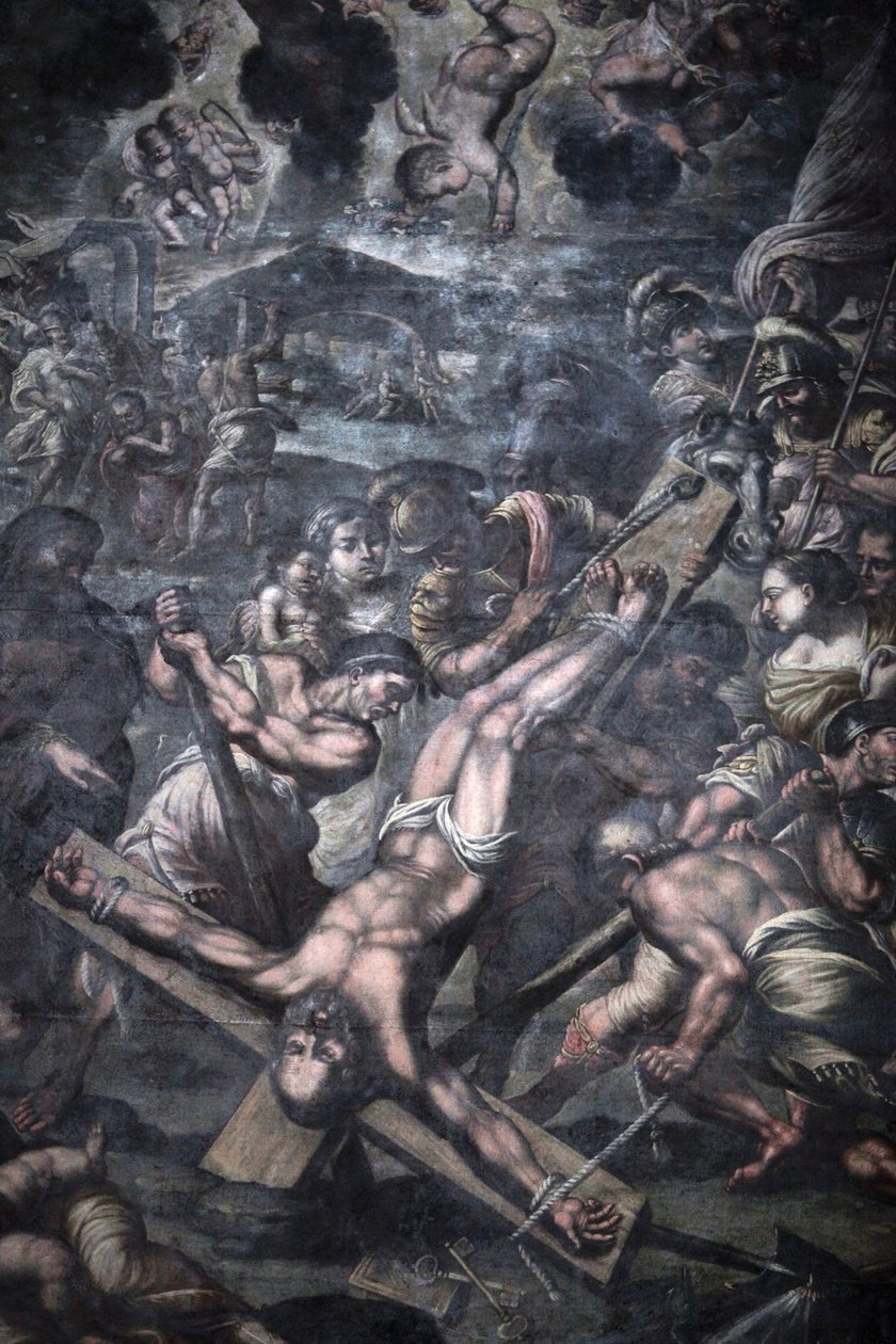 Chiesa della Grazia ، Galatina ، Apulia لوحة تصور صلب القديس بطرس ، جالاتينا ، إيطاليا بواسطة غير معروف