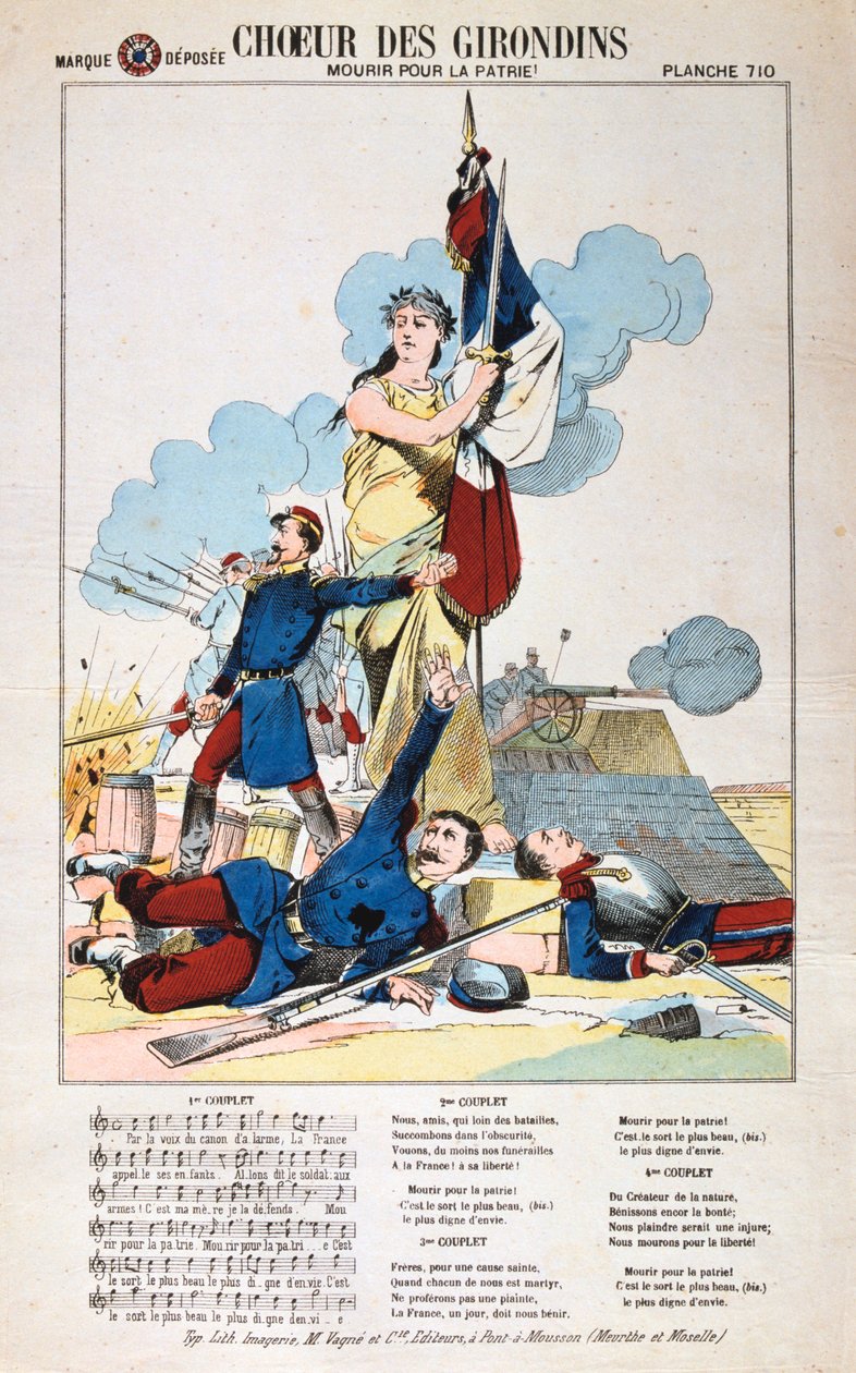 جوقة جيروندينز ، ورقة الأغاني ، الحرب الفرنسية البروسية ، 1870-1871. بواسطة غير معروف