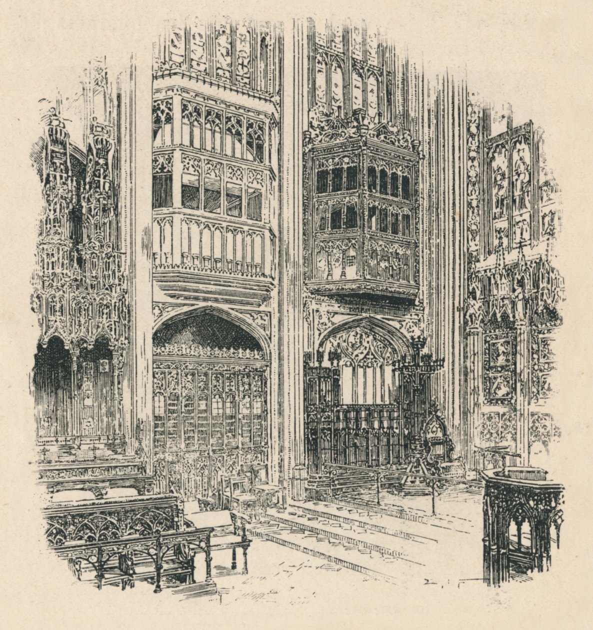 جوقة الأكشاك والخزانة الملكية ، كنيسة سانت جورج ، 1895 بواسطة غير معروف