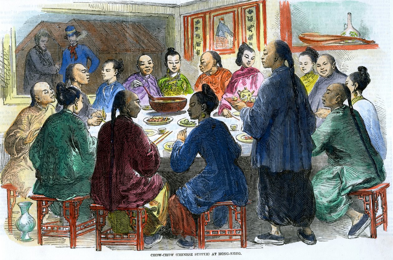 عشاء تشاو تشاو الصيني في هونغ كونغ ، c1875 بواسطة غير معروف