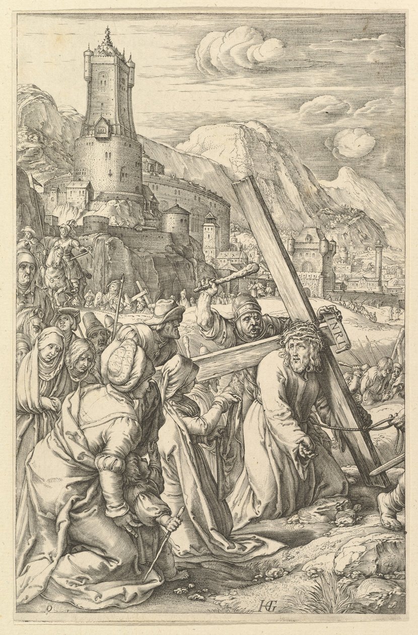 المسيح يحمل الصليب ، من آلام المسيح ، كاليفورنيا. 1598-1617. بواسطة غير معروف