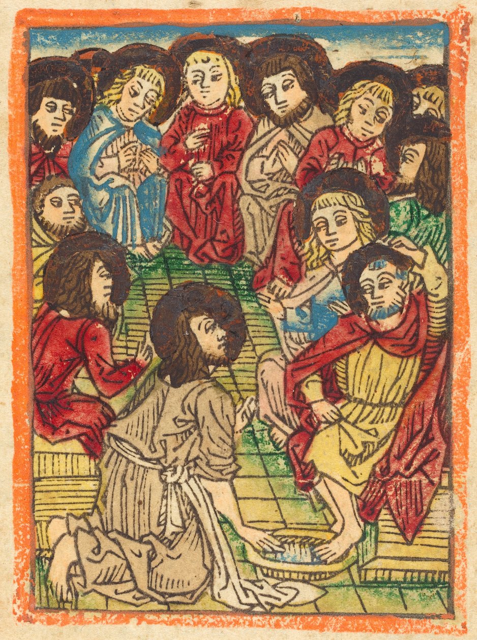 المسيح يغسل قدمي الرسل ، ج. 1480. بواسطة غير معروف
