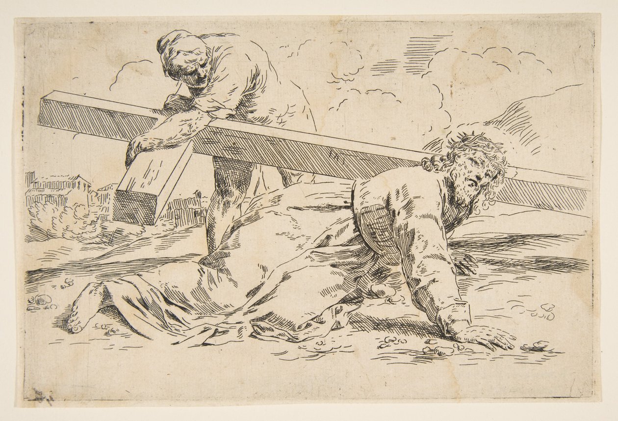 المسيح يحمل الصليب على ظهره ، نسخة بعد Cantarini ، كاليفورنيا. 1637-1639 أو بعد ذلك. بواسطة غير معروف