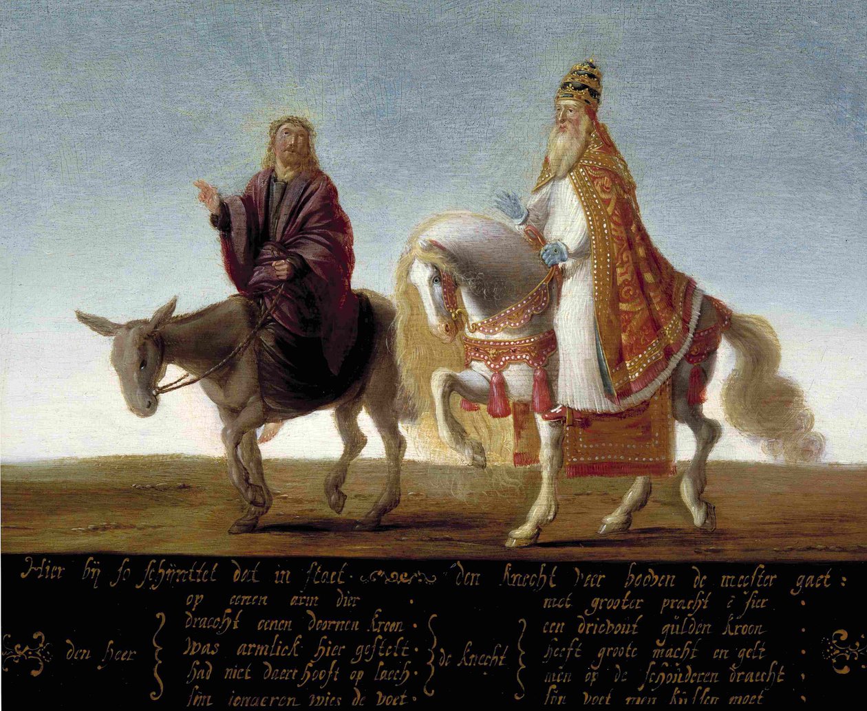 المسيح على حمار البابا على ظهور الخيل بواسطة غير معروف