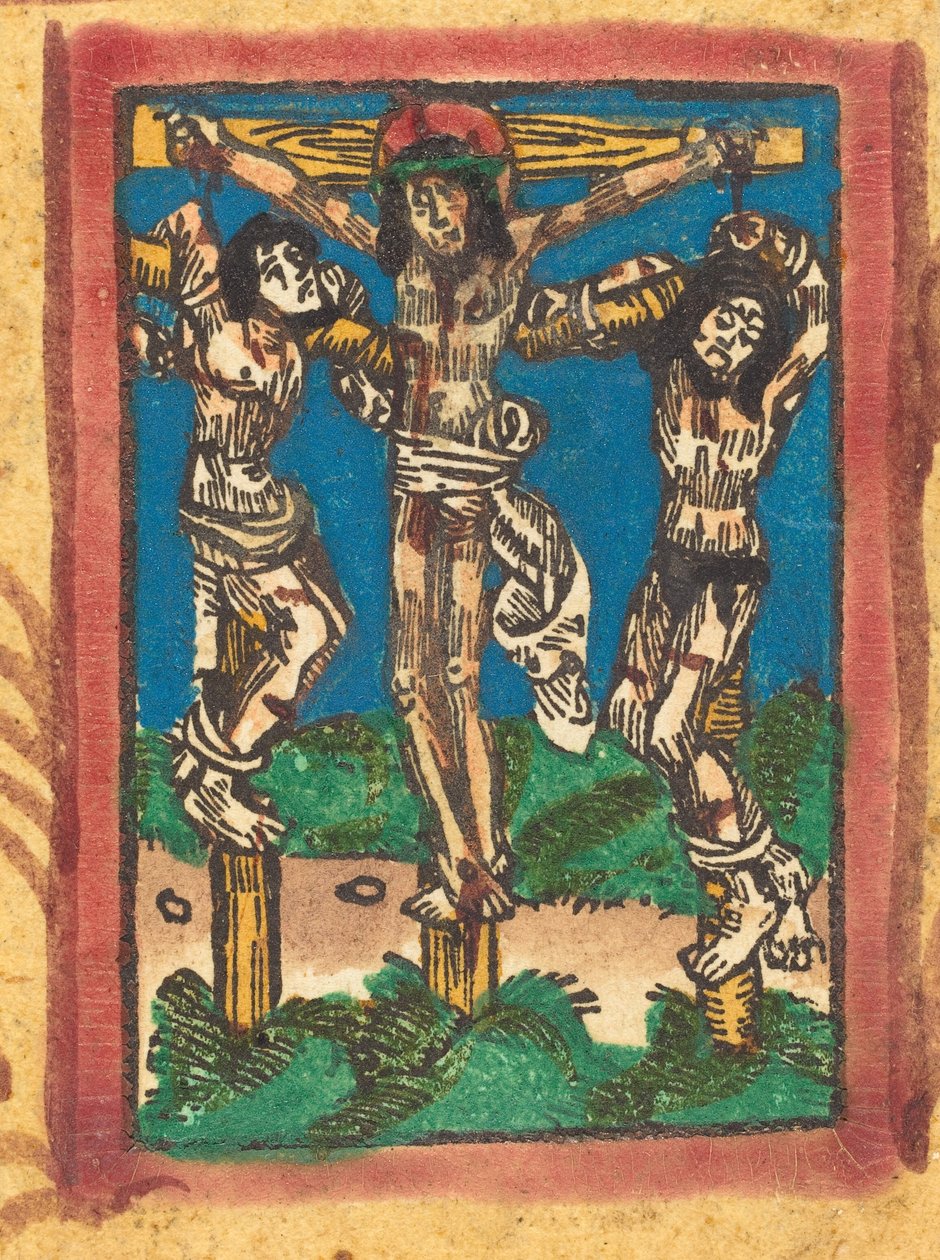 المسيح على الصليب بين اللصوص ، ج. 14901500. بواسطة غير معروف