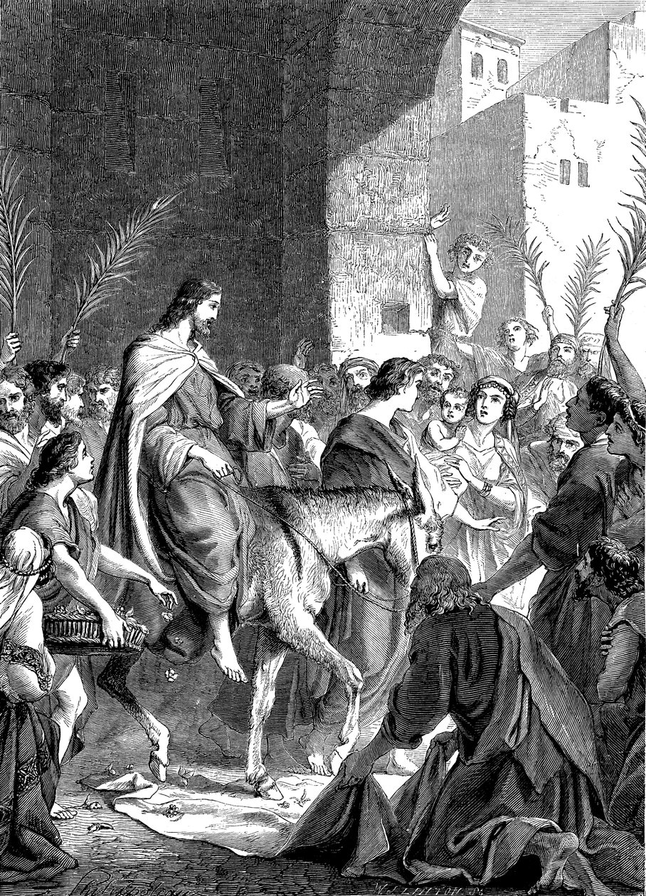 المسيح يركب إلى أورشليم على الحمار ، 1860 بواسطة غير معروف